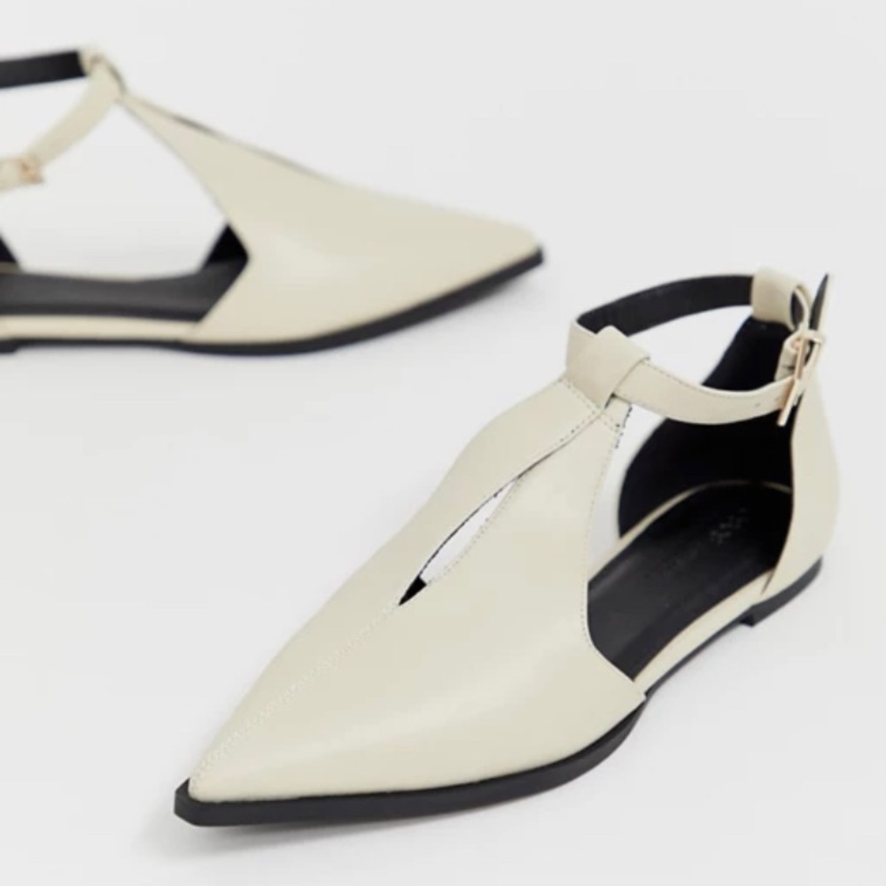 ASOS Pointed Ballet Toe Flats with ankle strap